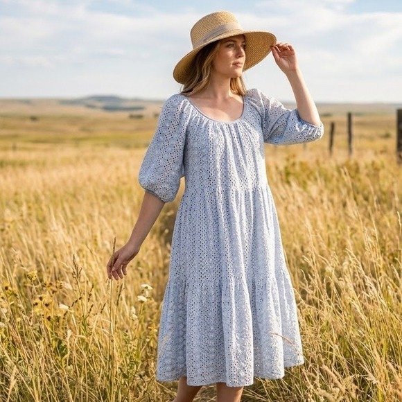 Joe Fresh Dresses & Skirts - Joe‎ Jillian Harris Eyelet Tiered Dress Womens Small Prairie Farmhouse Cottage
